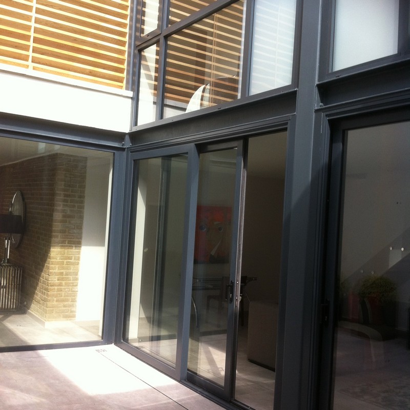 Anthracite aluminium sliding patio doors fitted in Hounslow